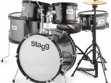 Batterie Junior Stagg TIM JR 5/16 noire - 5 fûts et accessoires